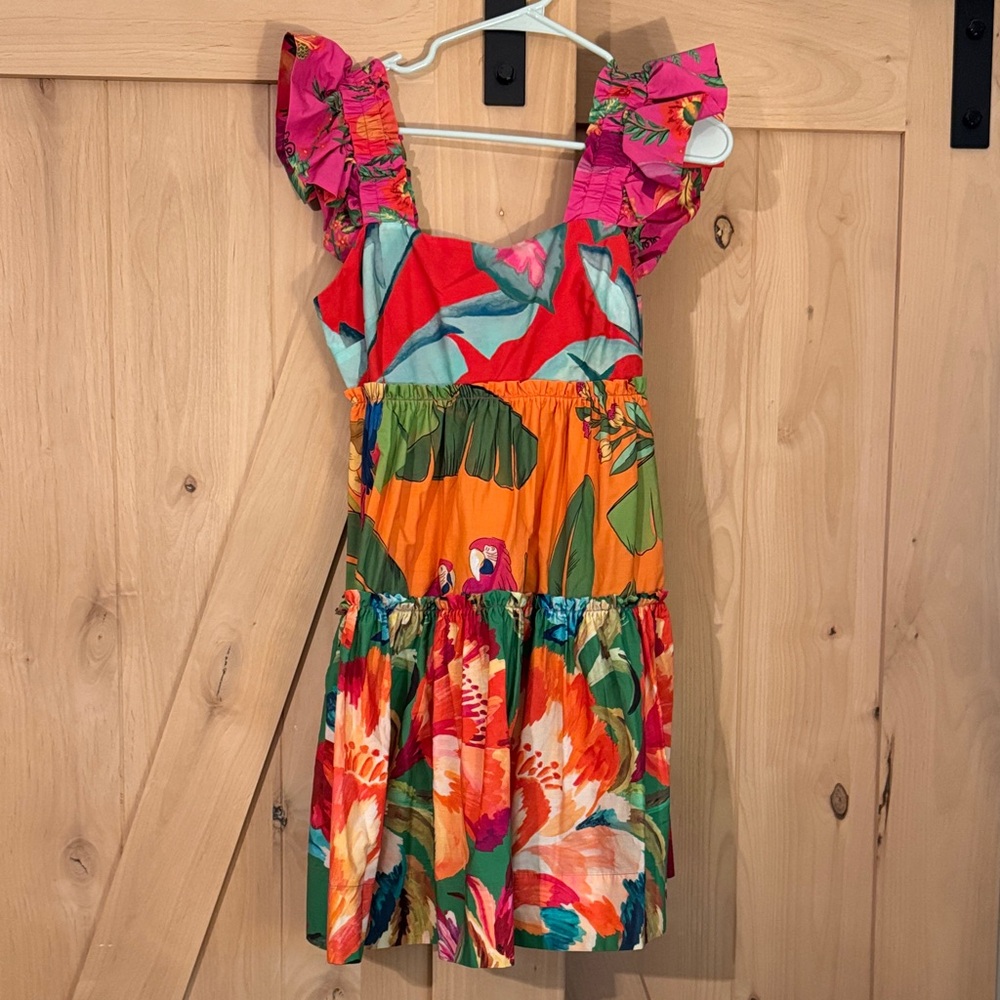 FARM Rio Colorful Tropical Dress with Ruffle Detail